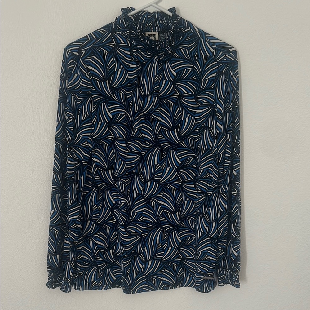 Anne Klein Black and Blue Abstract Blouse